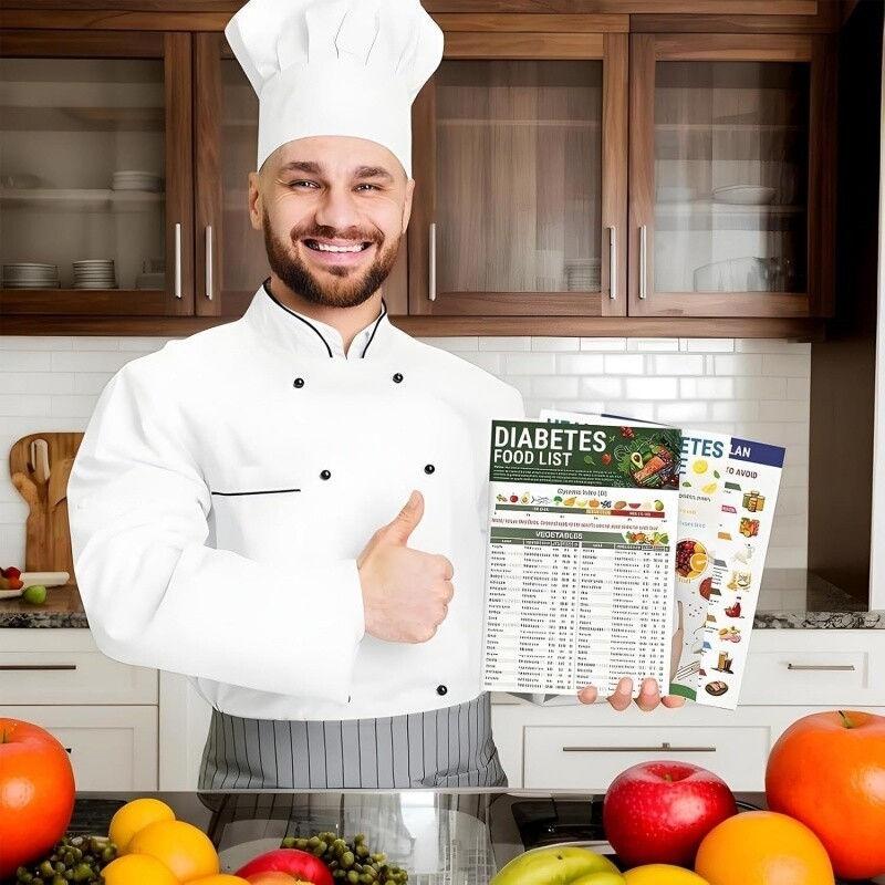 3pcs/set Diabetes Food List Healthy Meal Guide Glucose Food Chart Plan Handbooks GZW