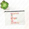 Initials Flower Women White Cosmetic Bag Travel Lipstick Bags Mujer Bolsas Bridesmaid Maid of Honor Makeup Bag Wristlet Clutch