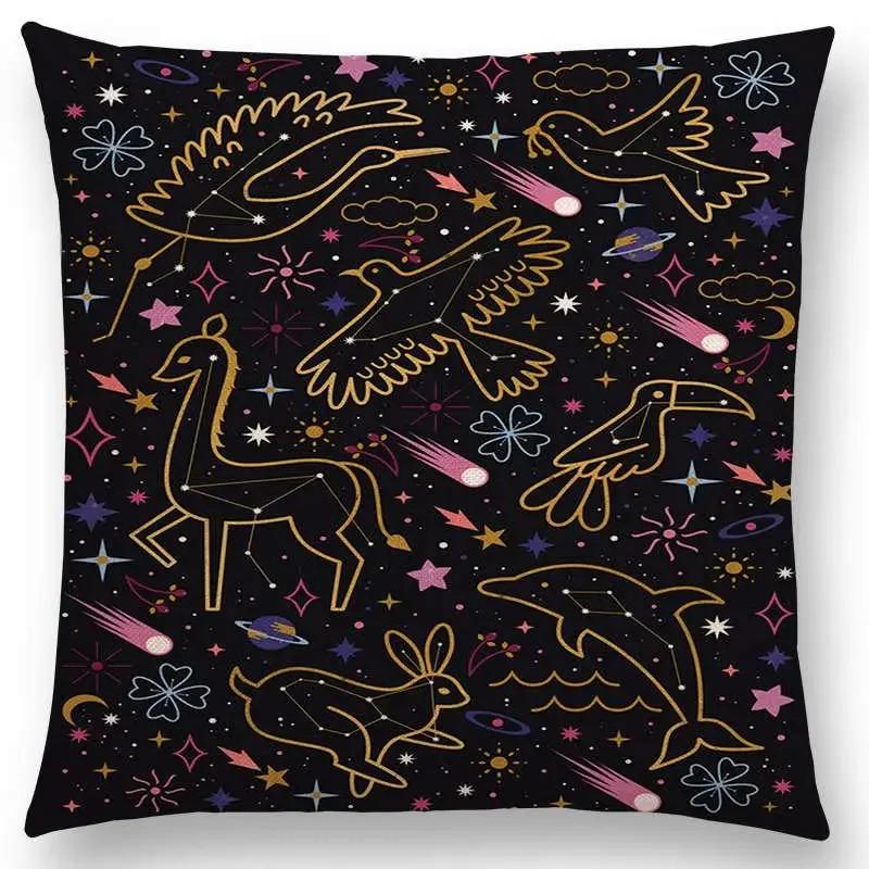 Neueste Schwarzer Hintergrund Mond Sterne Meteor Sternbild Galaxie Sofa Kissenbezug Katze Bär Hase Reh Vogel Kissenbezug