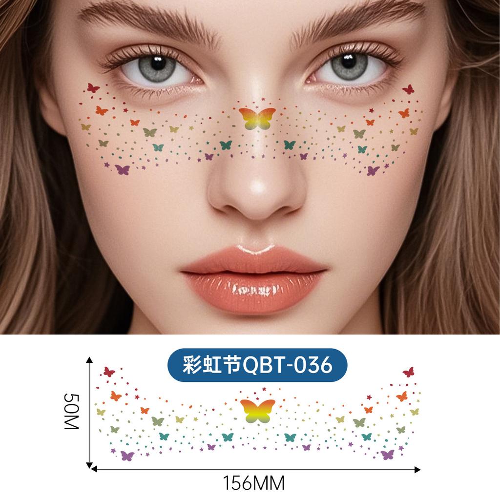 New Pride Day Rainbow Freckle Temporary Tattoo Sticker Waterproof Laser Hot Silver for Face White Paper Application