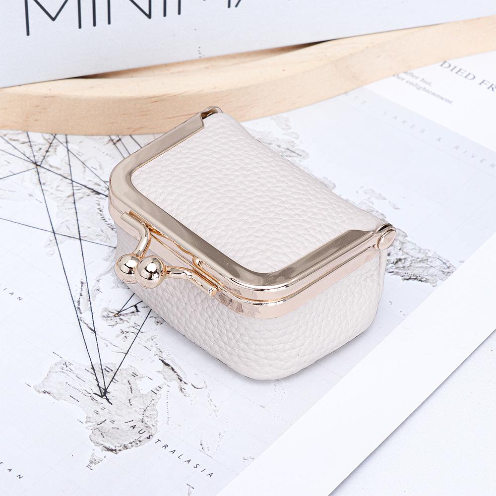 Mini Genuine Leather Kiss-Lock Jewelry Bag - Cowhide Earring, Necklace, and Ring Accessory Box for Women