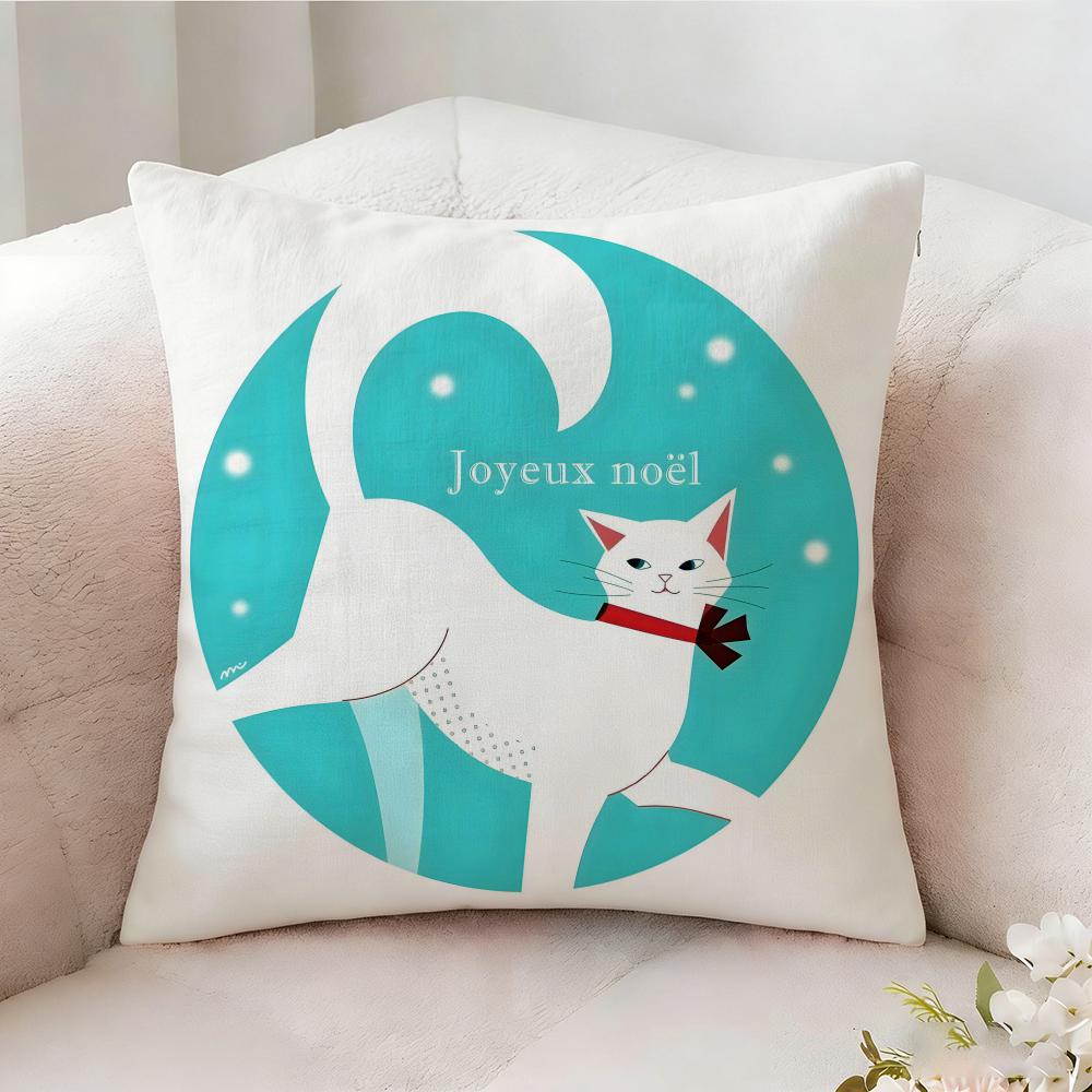 Flat Style Illustration Cat Pillow Case Pillowcase, Double-sided Printed, Sofa Cushion, Bedroom Headboard Pillow