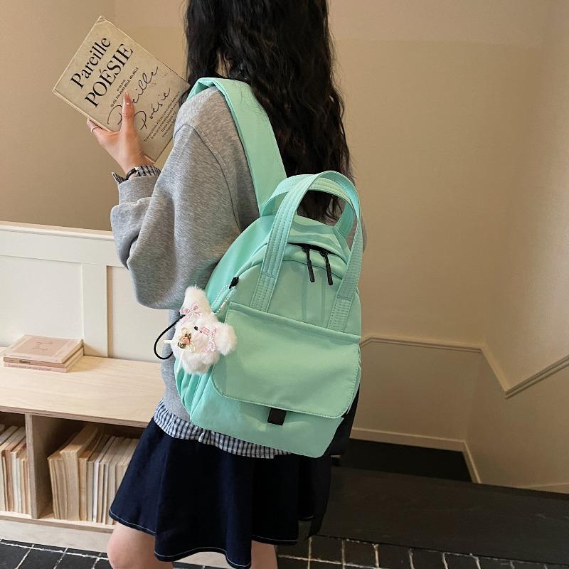 Mori solid color backpack women's new simple and fashionable student small backpack versatile casual and lightweight mommy bag