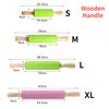 Non-Stick Silicone Rolling Pin Wooden Handle Pastry Dough Flour Roller Kitchen Cooking Baking Tool For Pasta Cookie Dough