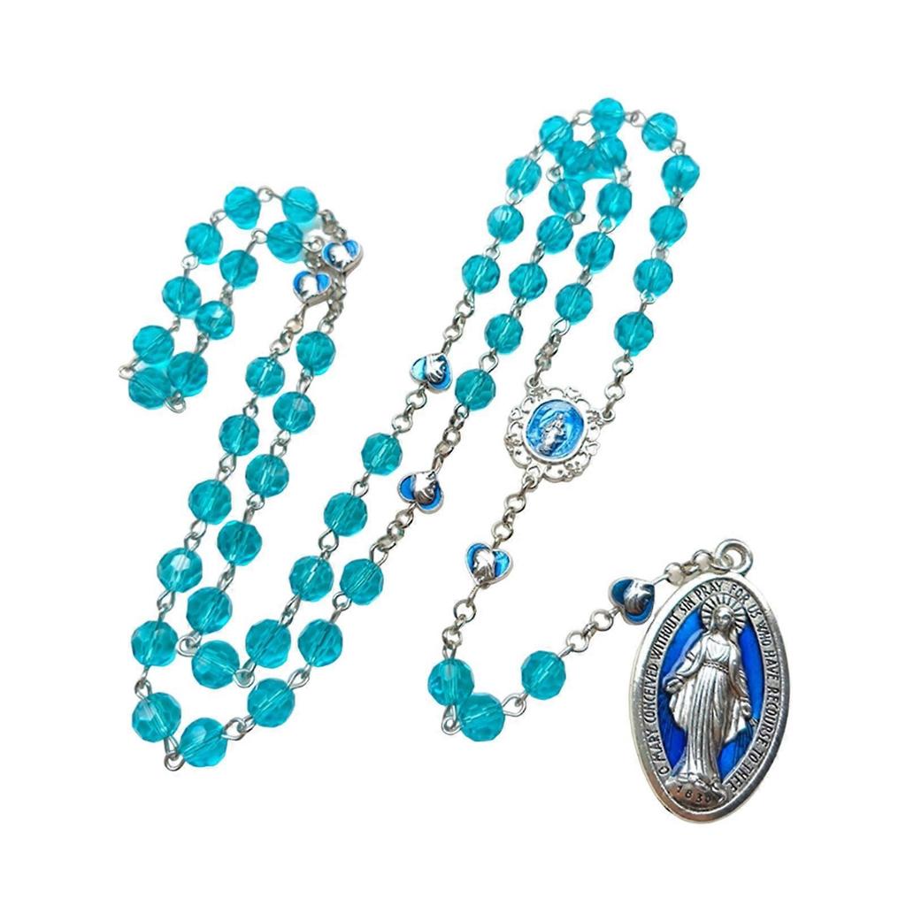 Catholic Love Prayer Necklaces Blessing Pendants, Rosarys Necklaces Long Pendants Necklaces Religious Jewelry for Girl