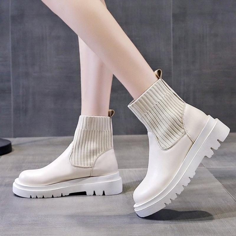 Brown Martin Boots Women's New Spring and Autumn Fashion Boots Retro Thick-soled Heightening Short Boots