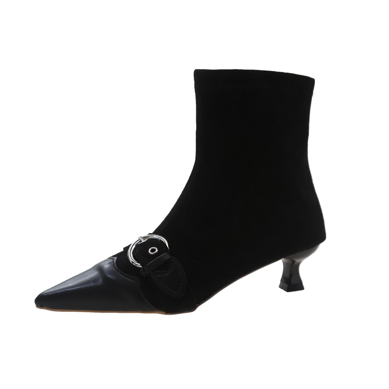 

New Style Fashion Women s Shoes Sleeve Women s Boots Autumn Pointed Toe Solid Short Barrel Stilettos or Thin Heels Knight Boots 40