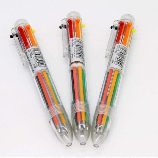 Multicolor Pens, 0.7mm 6-in-1 Multicolor Ballpoint Pen, 6-Color Retractable Ballpoint Pens for Office School Supplies