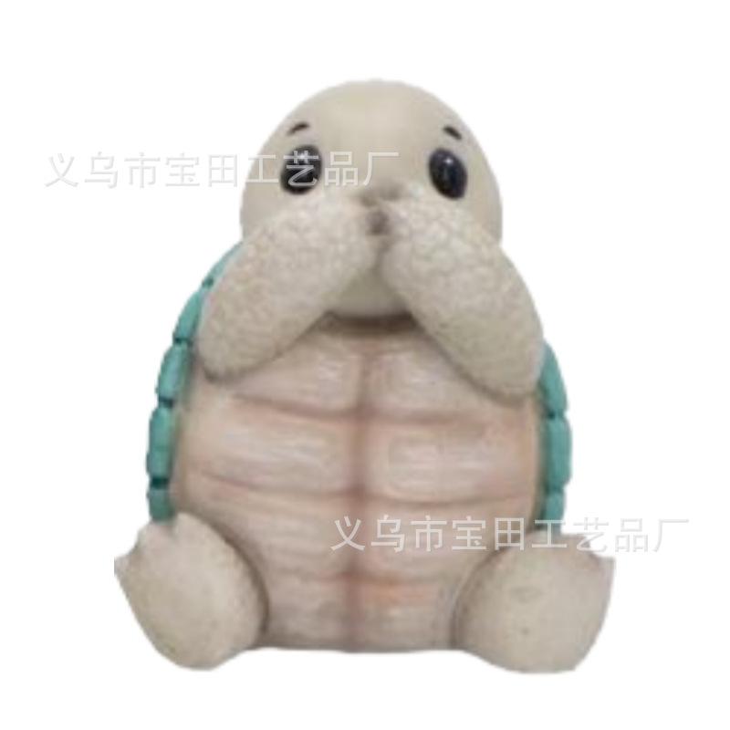 New resin statue ornament, cute and creative decoration, don t listen, don t look, don t say little turtle desktop decoration