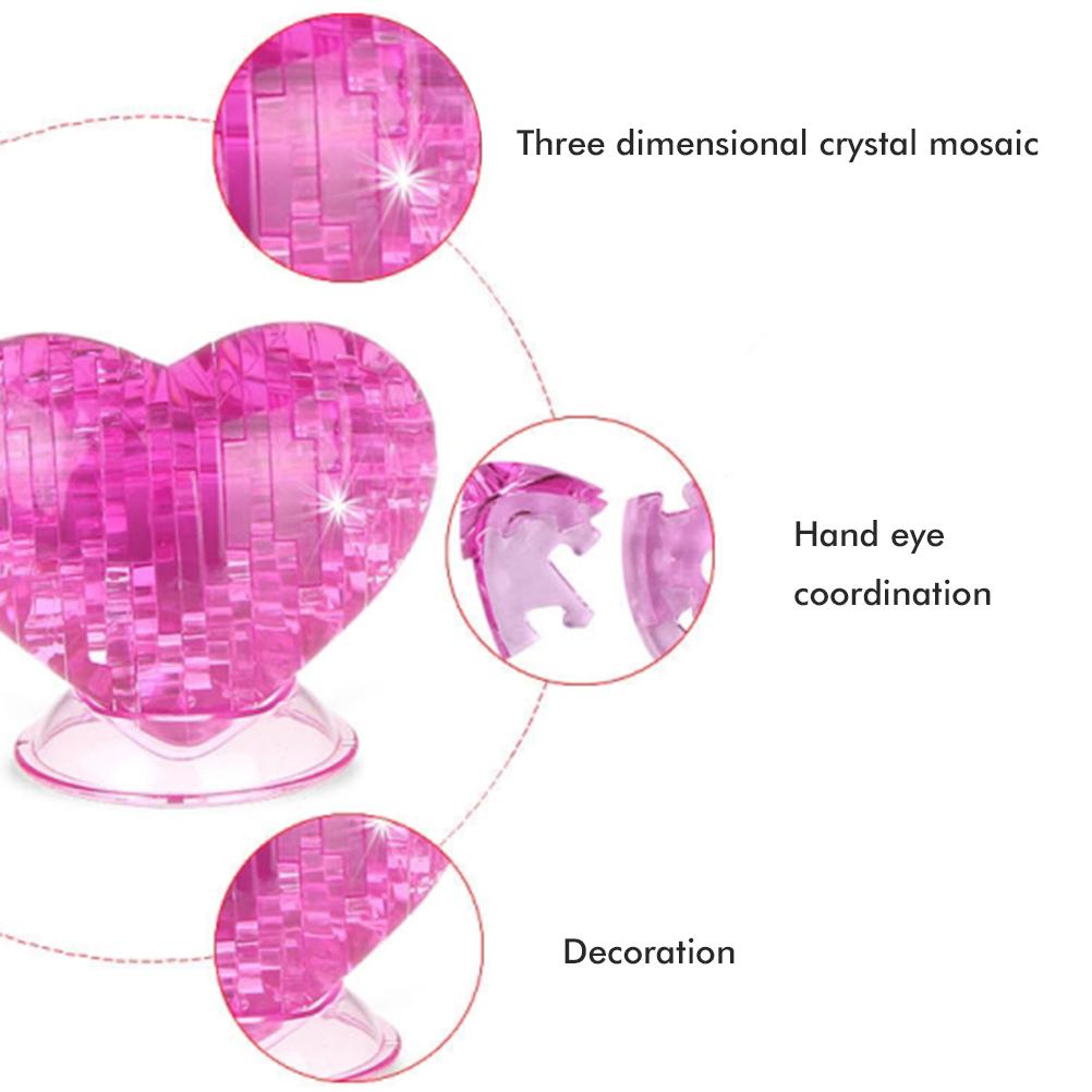 3D heart shaped crystal puzzle educational toy