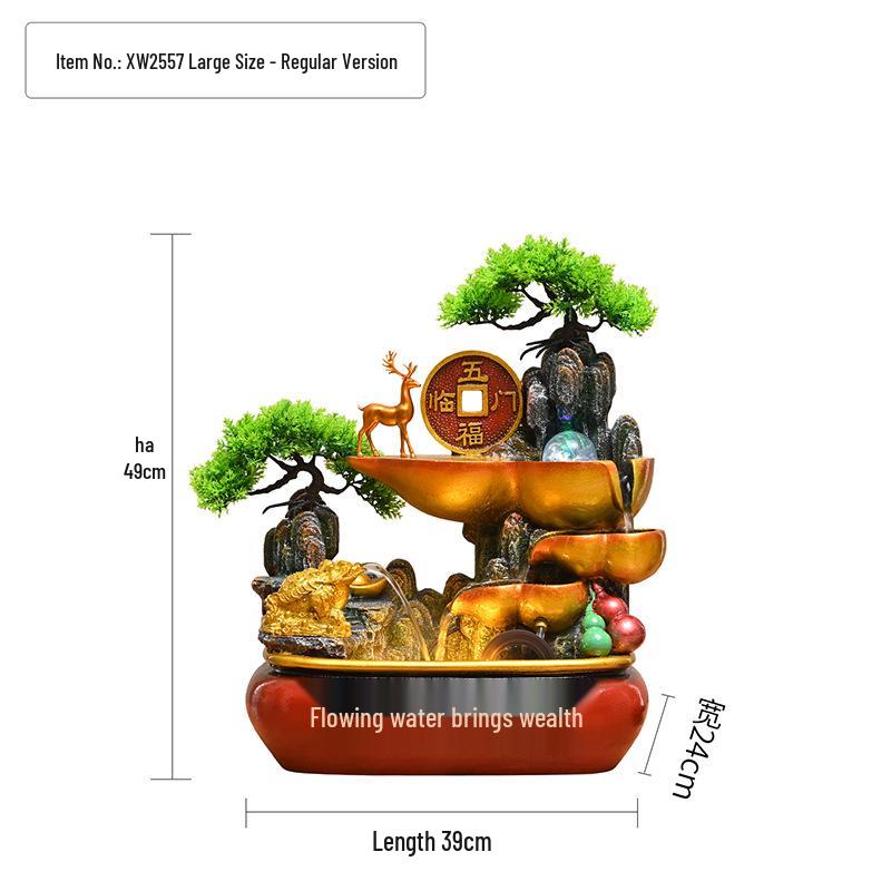Feng Shui Wealth-Attracting Desktop Fountain with Treasure Bowl - Ideal for Home, Office, Shop Decoration.