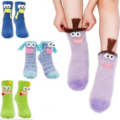 1 Paar flauschige Monstersocken, lustige gemütliche Socken aus Korallensamt, flauschige Wintersocken, dreidimensionale, schrullige Socken für Damen und Mädchen