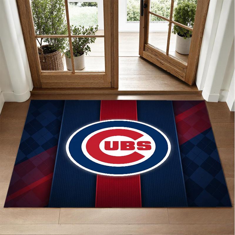Chicago Cubs Design Crystal Velvet Rug Soft Decorative Mat for Bedroom Entrance