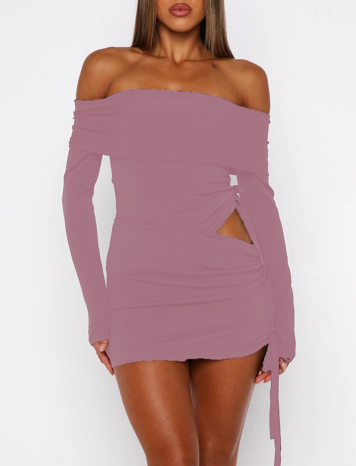 2026 One-shoulder Long Sleeve Spring Slim-fit Pleated Skirt Set L
