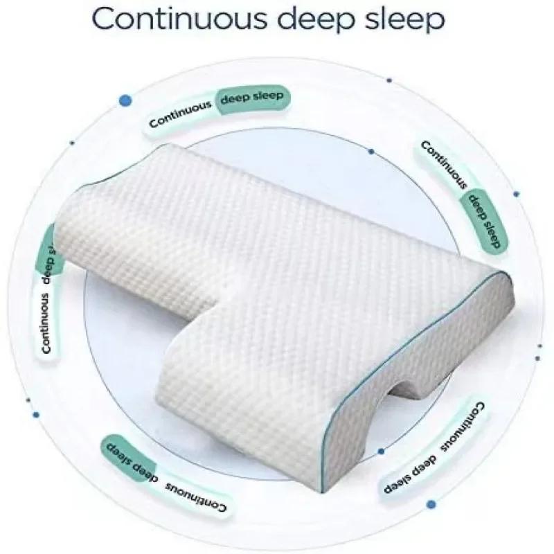 Couples Arched Pillow with Arm Rest Memory Foam Anti Hand Pressure Neck Pain Relief Sleeping Cuddle Cervical Latex Cushion