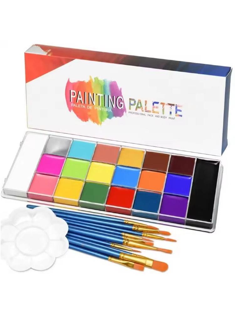 20 Color Face & Body Paint Palette Long Lasting Safe Halloween Oil Body Painting Pigments for Face Body Cosplay Performance