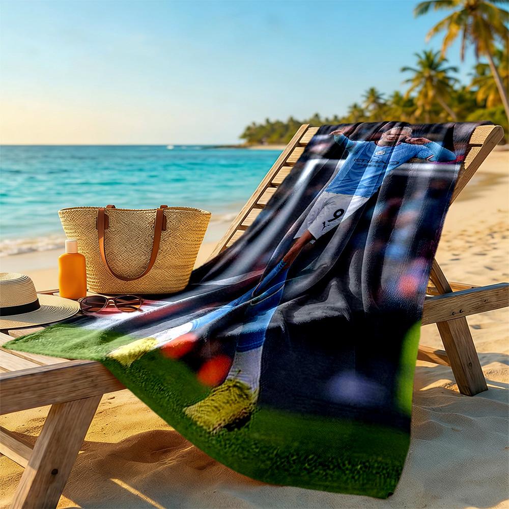 Asciugamano da Spiaggia con Numero Haaland Super Morbido & Assorbente Confortevole Leggero