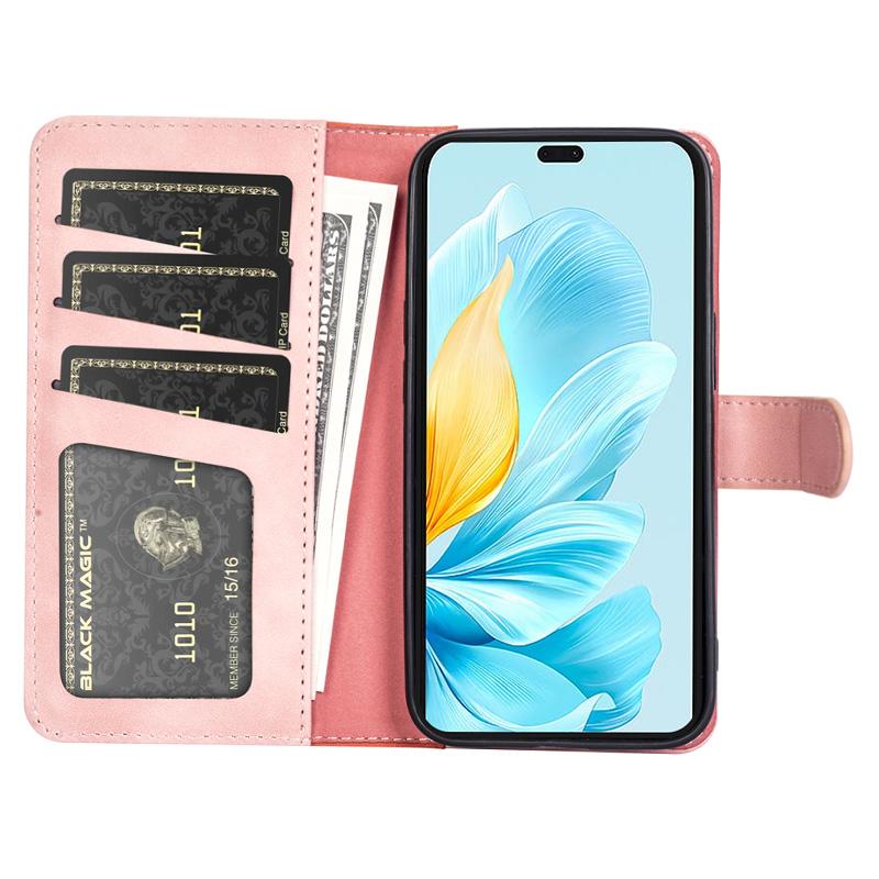 

For Honor 200 Lite Case PU Leather Wallet Protective Phone Cover Color Splicing Blue
