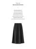 Spring 26 High-End Gray Wool Midi Skirt: High-Waisted, Draped, Elastic Knit Base