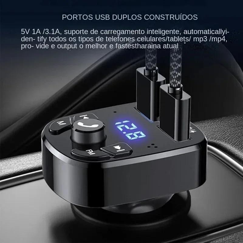 Car Bluetooth 5.0 FM Transmitter, Dual USB Fast Charger MP3 Player Wireless FM Receiver Car Kit Support USB Flash Drive