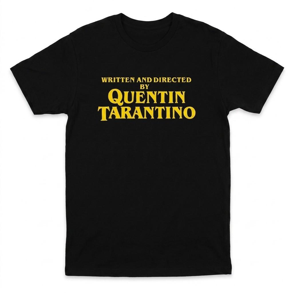 Quentin Tarantino Written And Directed By Film Buff 100% Cotton Mens Black Tee S