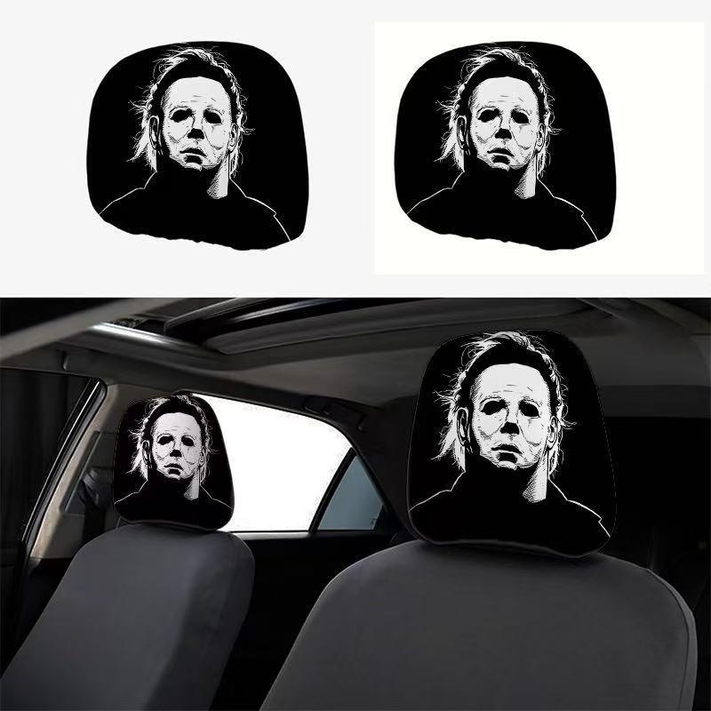 2PCS Funny Cartoon car headrest Cover, Cute Funny Eyes, Suitable for Halloween, Christmas car Universal Elastic Models Funny Decoration