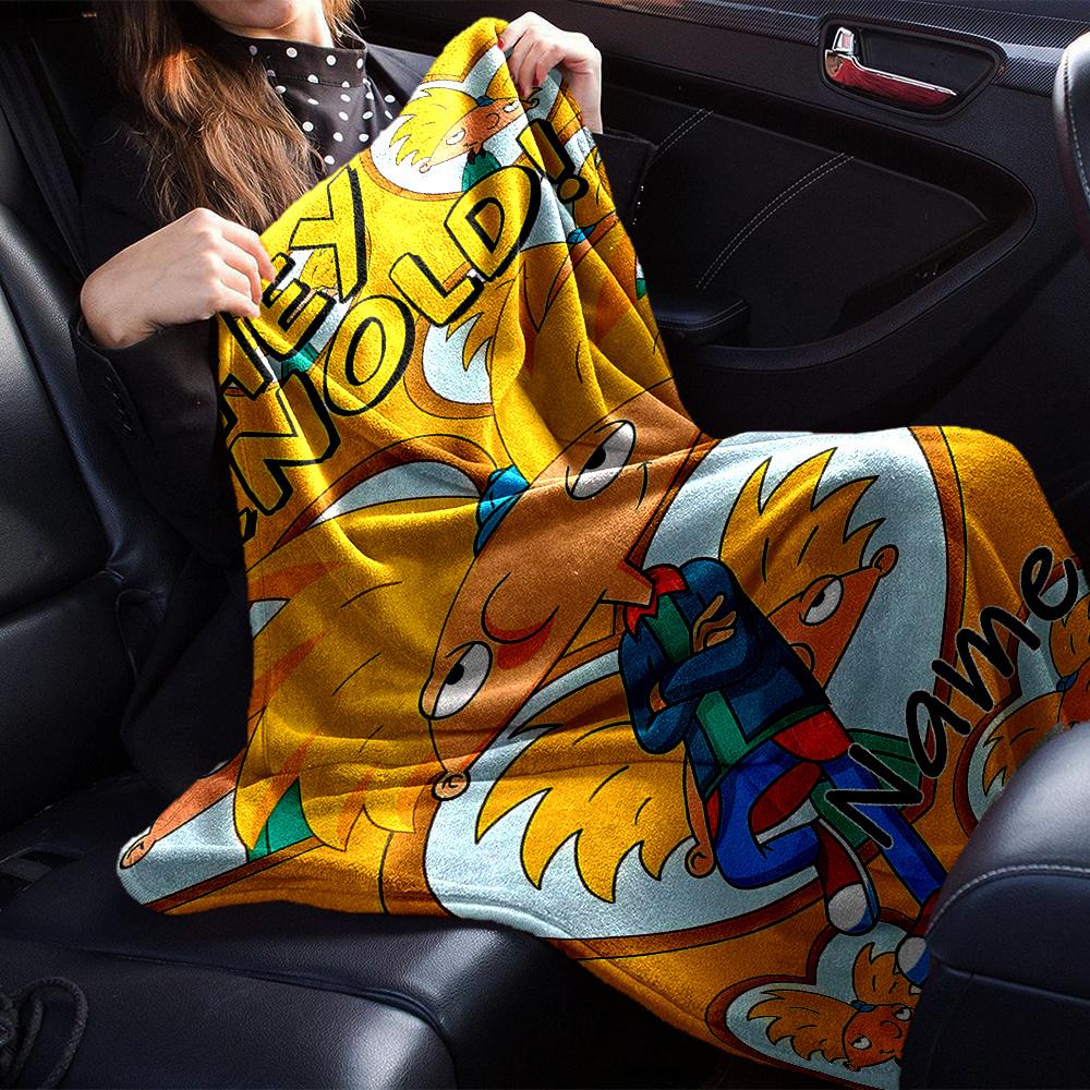 Hey Arnold Themed Flannel Blanket Personalized Name Soft Warm And Versatile For Sofa Bed Office And Travel Machine Washable Comfortable In All Seasons