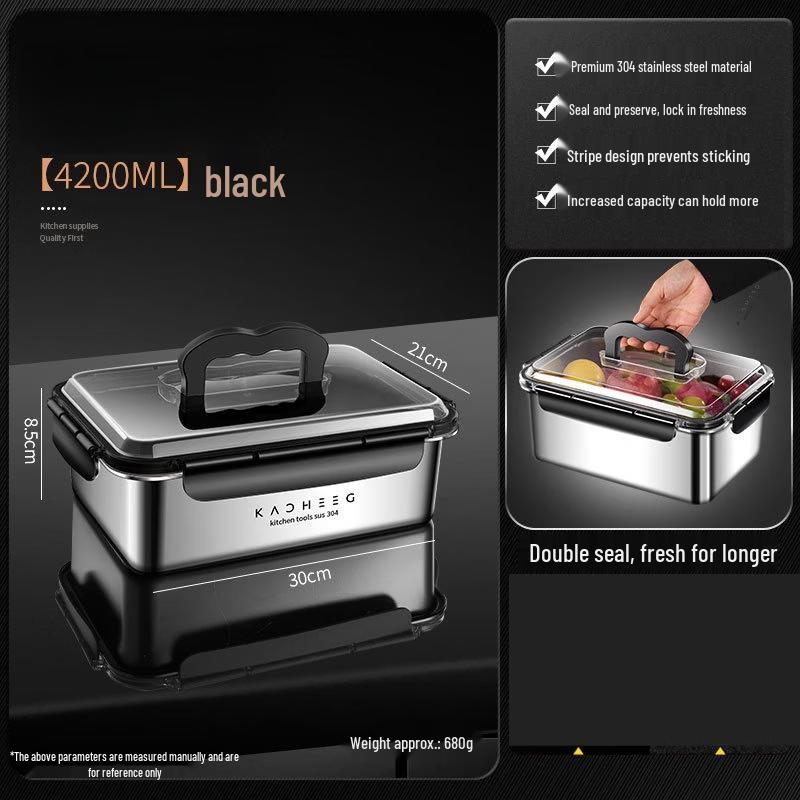 4200ml 304 Stainless Steel Refrigerator Freezer Food Storage Container