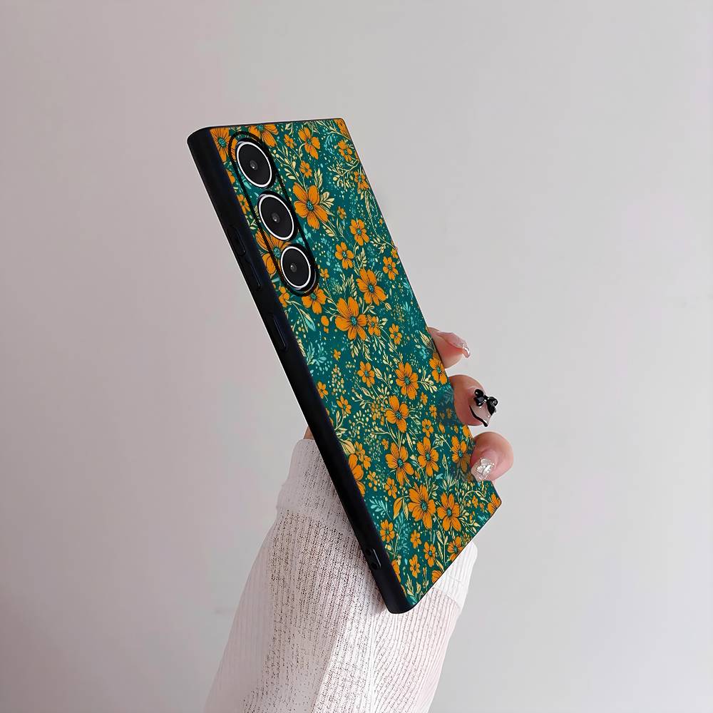 INS Flower Fashion Phone Case For Samsung Galaxy S25 S24 S22 S23 Ultra S21 S20 Plus 5G Frosted Non-Slip Full Cover Soft Case