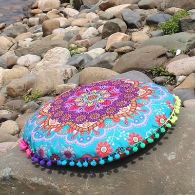 43x43cm Round Mandala Pattern Design Pillowcase Bohemian Cushion Cover Boho Floor Cushion Pillows Cover Case Home Decoration High Quality