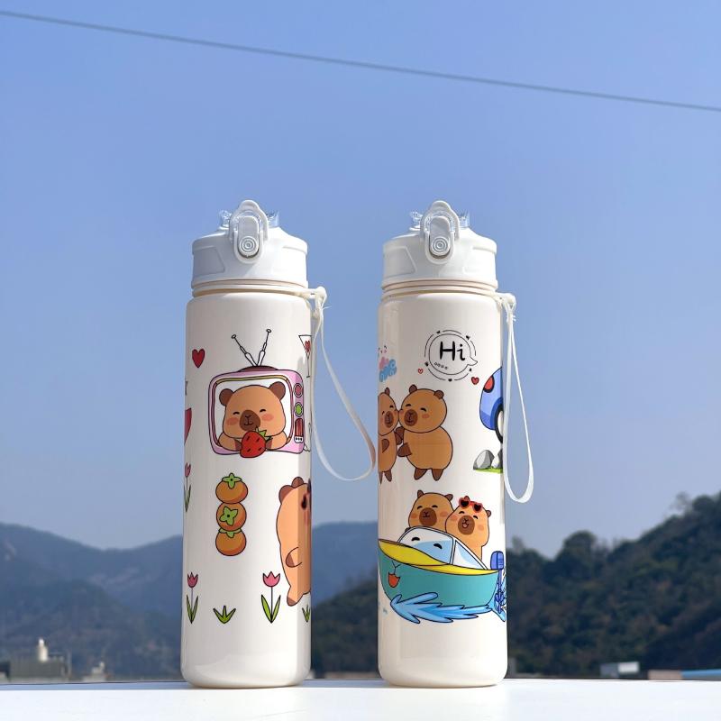 800Ml Capybara Cute Water Cup With Straw Travel Water Cup Large Capacity Kawaii Water Bottle For Boys Girls Daily Use