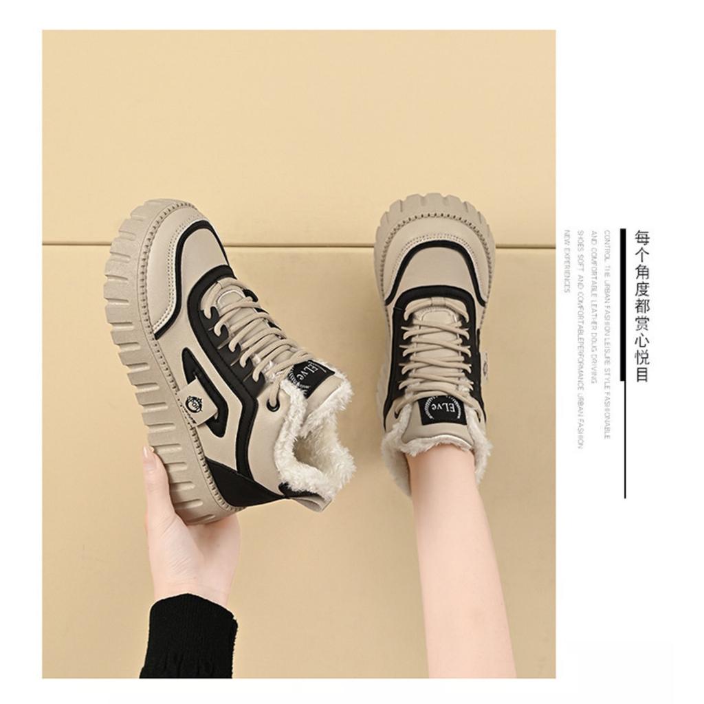 Winter Women's Shoes with Plush High Top Shoes,  Height Increasing, Thickened, Warm Cotton Shoes, Short Boots, Board Shoes, Women's Shoes