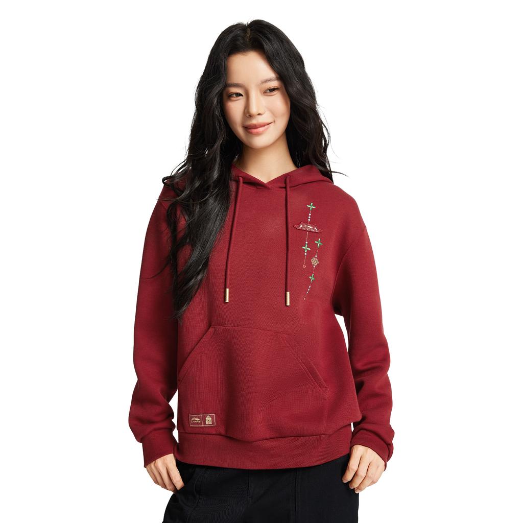 Li Ning Sports Trend Series Quick-Dry Cool Loose Hooded Letter Logo Sweatshirt Women sweatshirt AWDW108-5