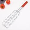 Stainless Steel Grill Basket with Handle Hot Dog Grilling Rack BBQ Sausage Holder Rust-Resistant Expandable BBQ Grill Tool for Outdoor Cooking