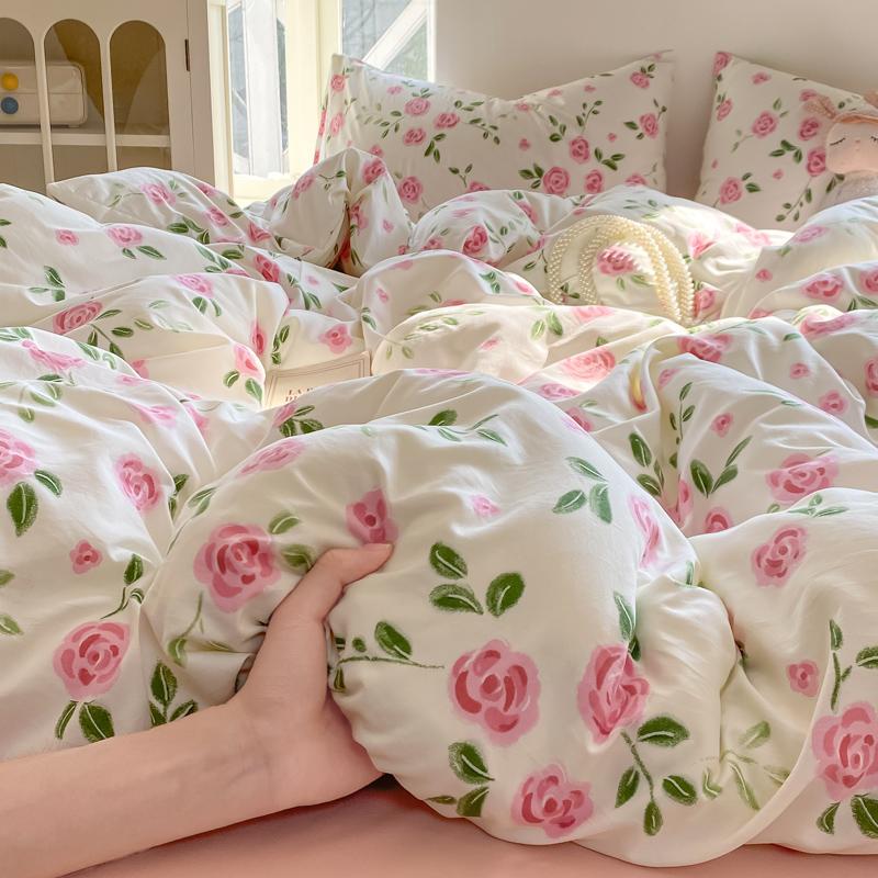 Minimalist Polka Dot Style Bedding Set Duvet Cover Set Four Piece Bedding Set Bed Sheet Fully Enclosed for Home