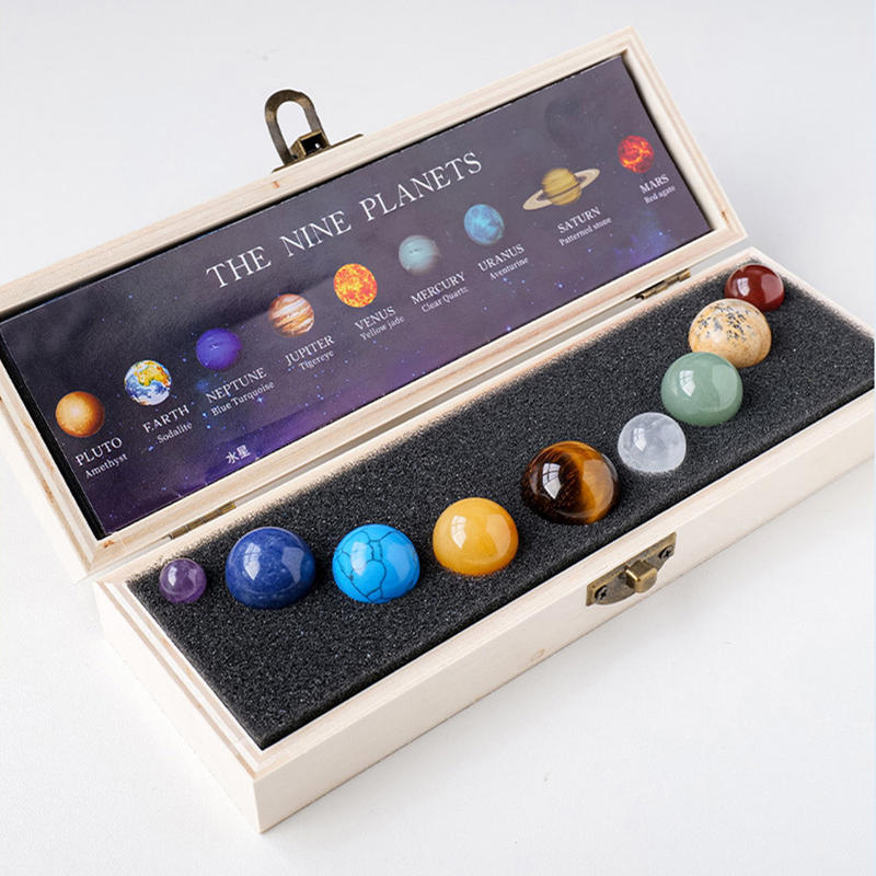 Natürlicher Kristall Heilstein Neun Planeten Feng Shui Ornamente Heimdeko Graviert Poliert Mineral Chakra Kugeln Edelstein Kugel