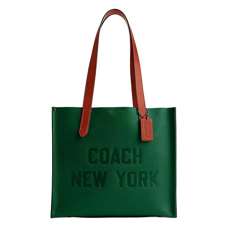 

COACH Relay 34 Letter Logo Printed Magnetic Buckle Pebbled Leather Tote Bag Tote Shopping Bag Hand Shoulder Bag Large Men s Green зелений