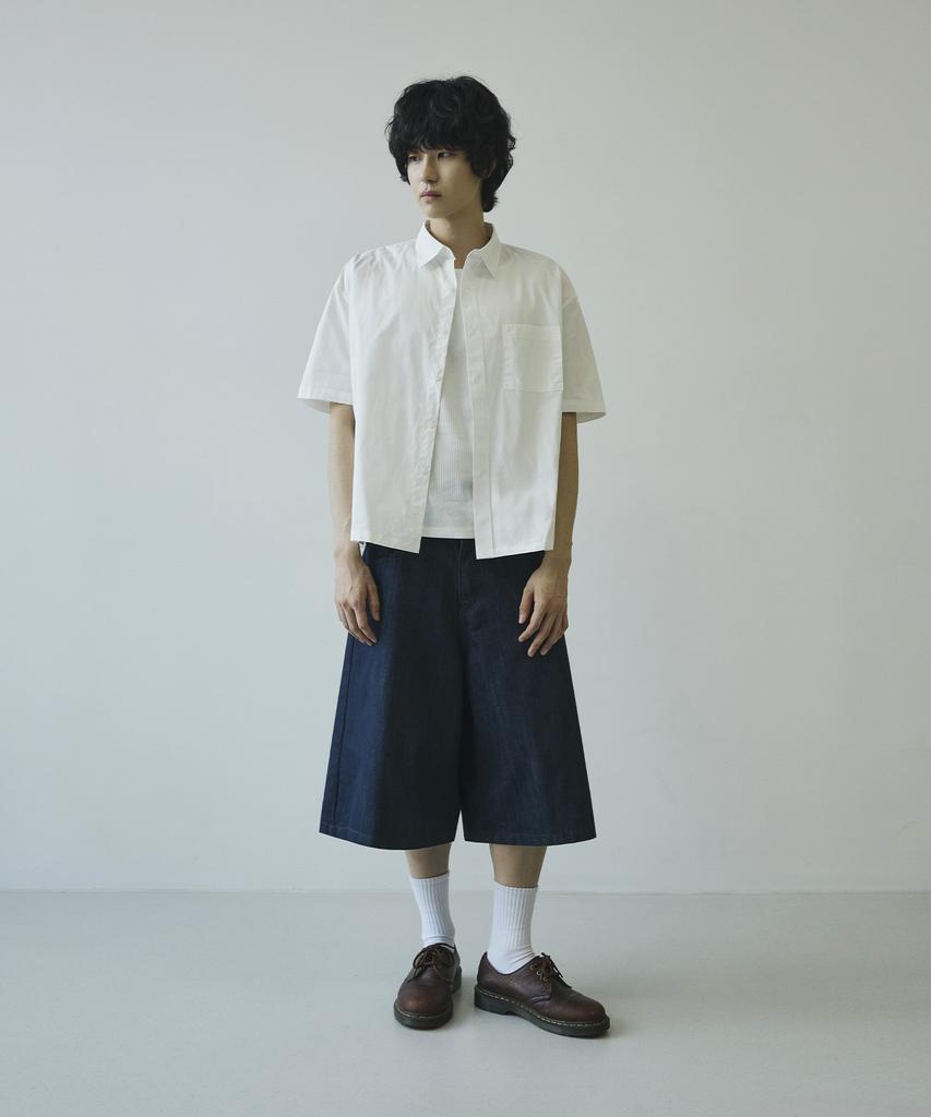 SIGNATURE Summer Oxford Crop Half Shirt [White]