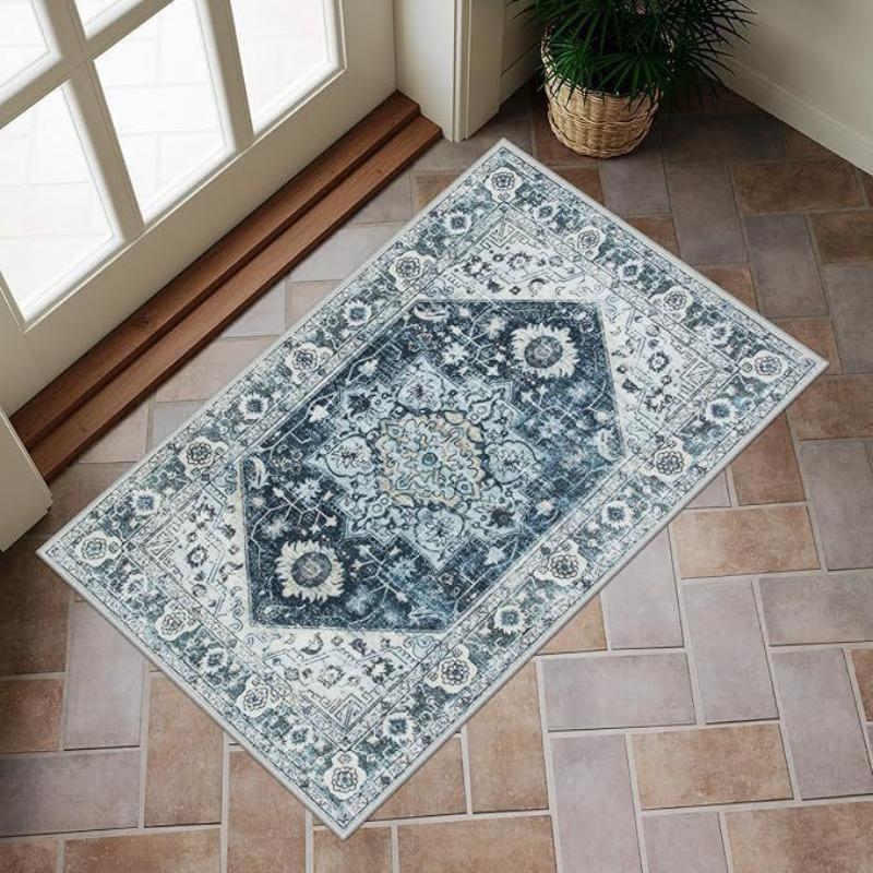 Persian Style Print Modern Entrance Carpet Rug Non-Slip Door Mat for Home Decoration Durable Easy Clean Indoor Outdoor Decorate
