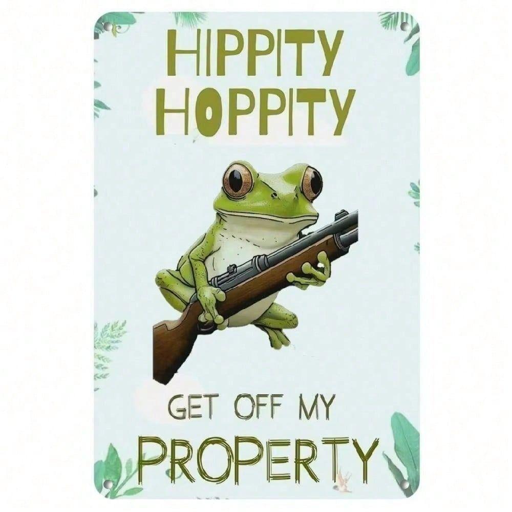 Frog Sign Get Off My Property Metal Plate for Home Garage and Yard