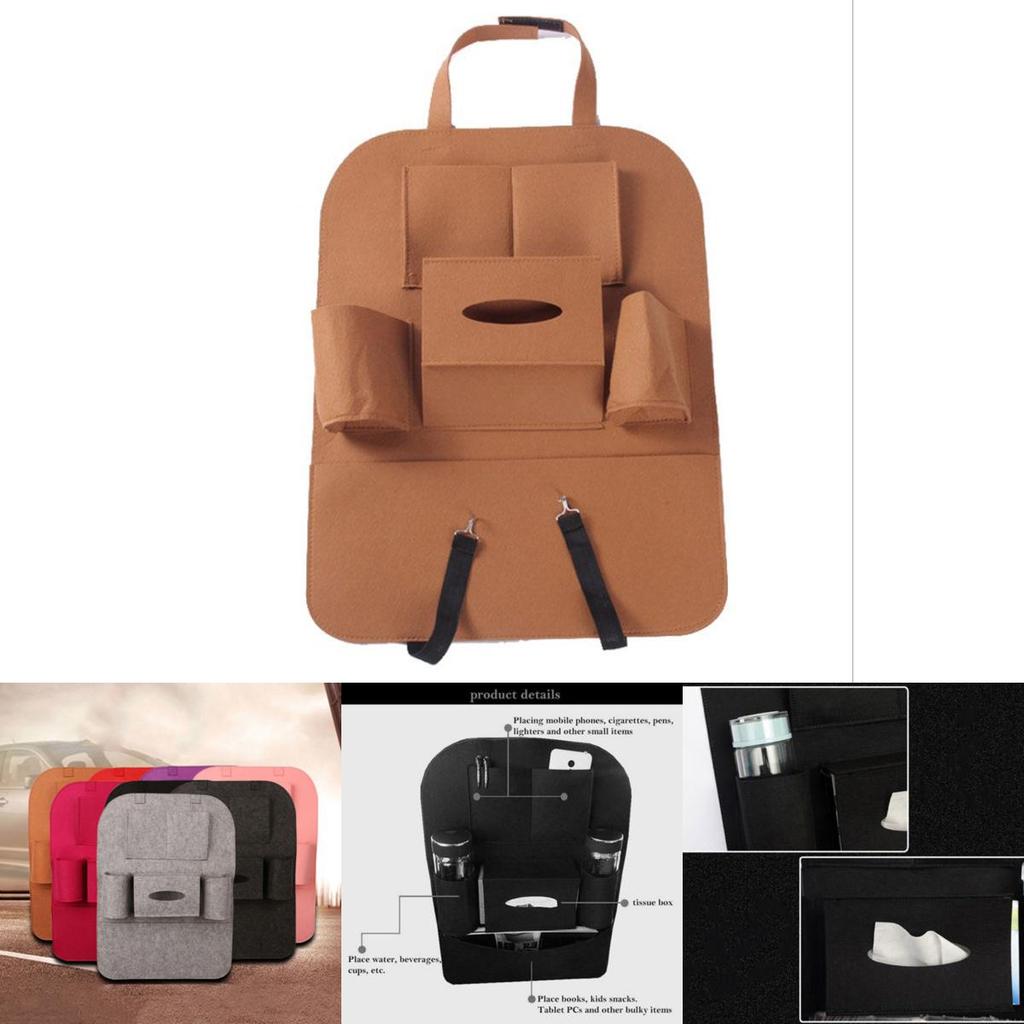 Elegant Black Auto Car Seat Back Organizer With Multi-pocket Storage For Effortless Organization