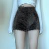 Woman Sexy Shorts Furry Casual Slim Shorts Women's Autumn Winter High Waist Stretch Knit Shorts