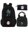 3Pcs/set Anime Demon Slayer Printed Backpack with Shoulder Bag Pencil Case for Teenager Student Large Capacity Waterproof Schoolbag