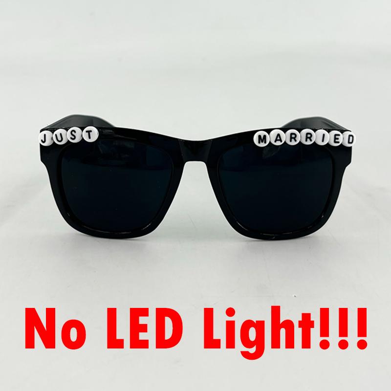 

White Just Married LED Luminous Glasses Heart Shaped EL Neon Decorative Glasses Engagement Wedding Bridal Shower Props