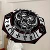 1pc Motorhead Logo Automatic Umbrella | Portable Foldable 8-Rib Manual Open, Cute Halloween & Christmas Gift for Outdoor, Casual Accessory, Durable Ca