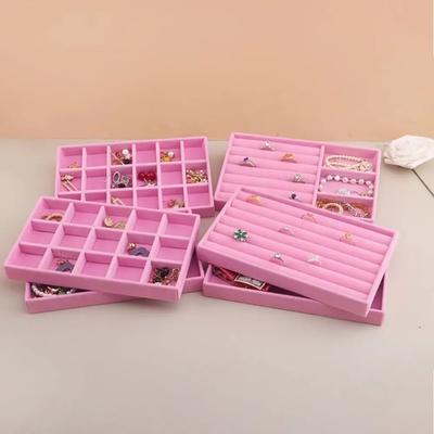 New Stackable Velvet Jewelry Storage Box Velvet Multicolor Organizer Trays Earring Holder Ring Bracelet