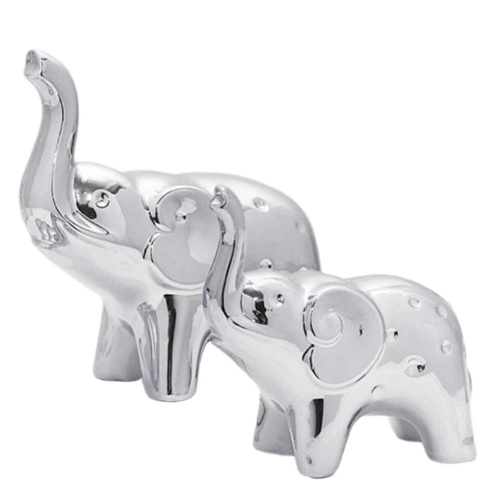 1 Pair Cute Elephant Statue Crafts Chinese Traditional Animal Sculpture Home Office Decoration
