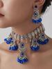 Exaggerated Indian-Style Rhinestone Tassel Necklace & Retro Ethnic Earrings Set