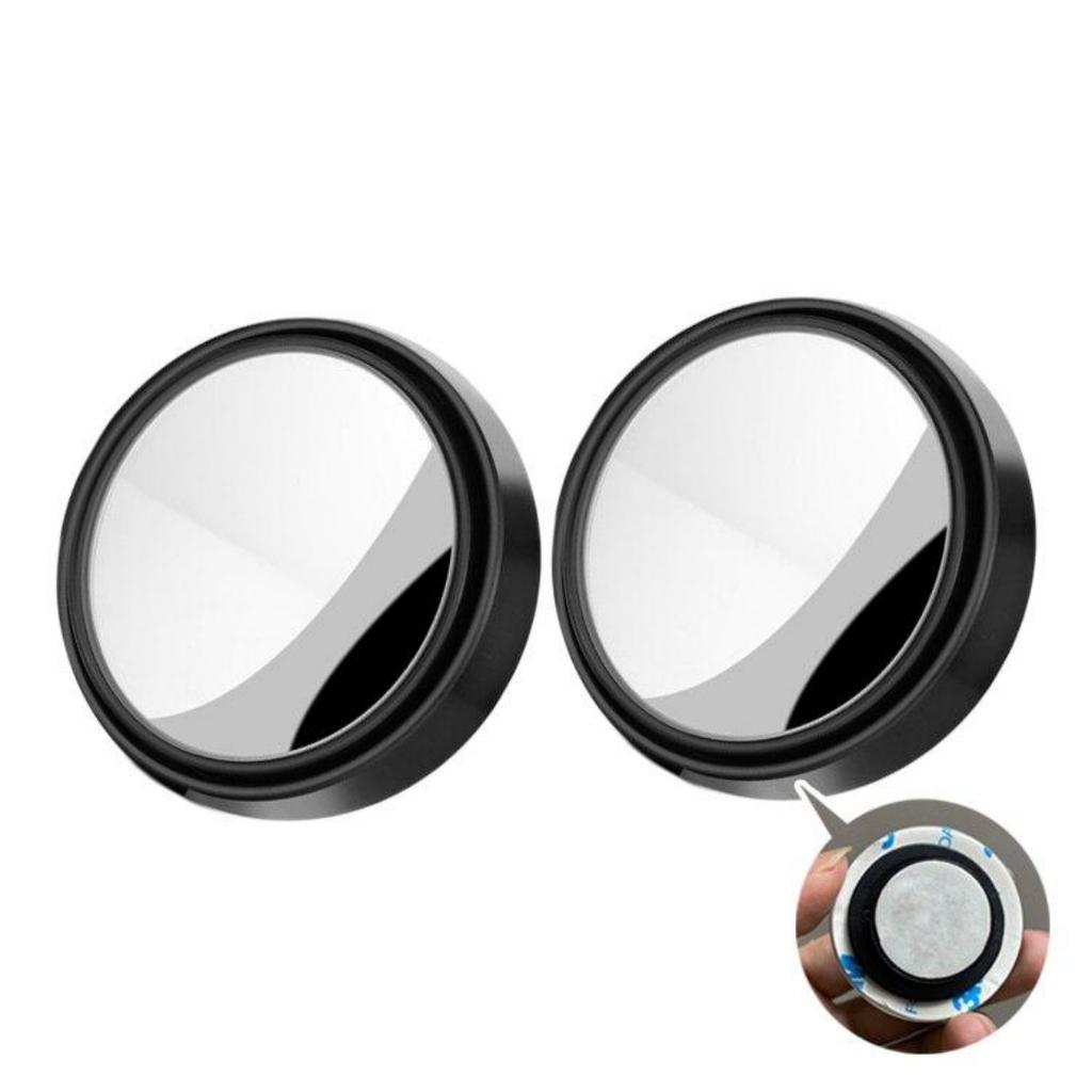 New 2pcs Convex Mounted Auxiliary Rear-view Mirror 360 Degree Rotation Wide-angle Round Frame Blind Spot Rear-view Mirror