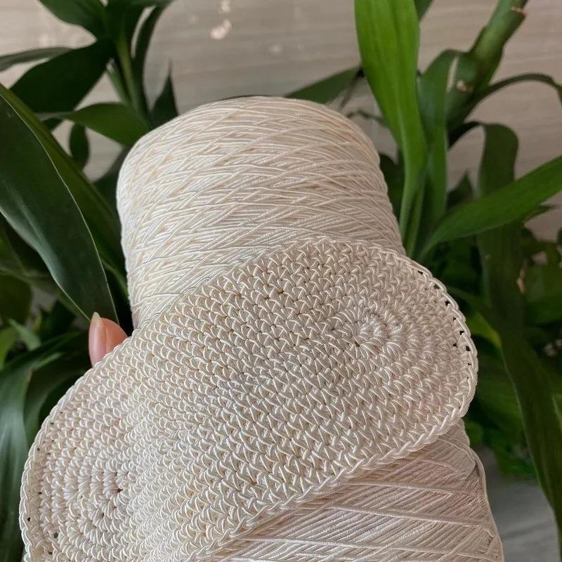 

500g 1mm Off-white Linen Thread Moisture Absorption Breathability Texture Strong for Knitting Hats Shawls Storage Baskets Bags